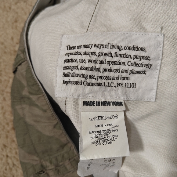 Engineered Garments Army Over Pant Made in USA Leaf Print Khaki - Picture 5 of 11